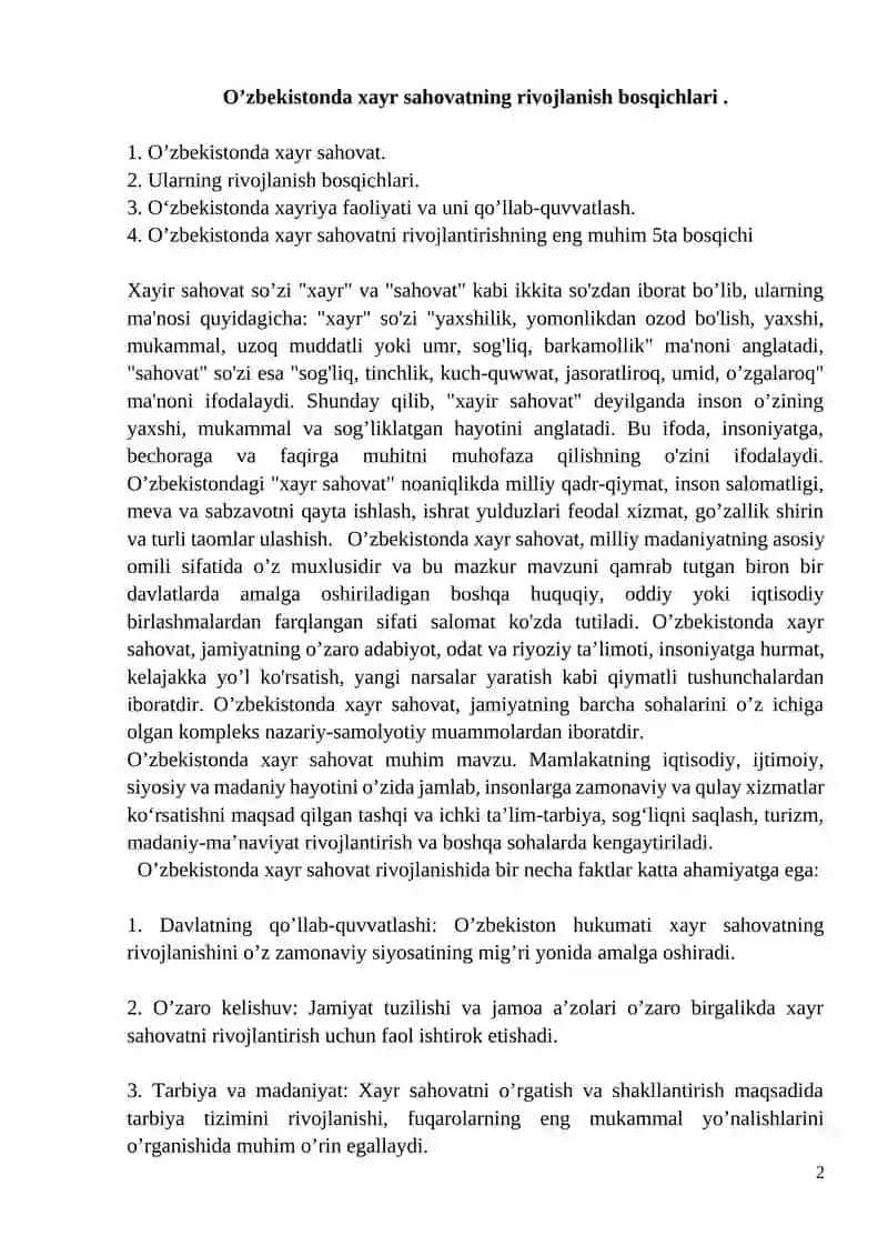 O’zbekistonda xayr sahovatning rivojlanish bosqichlari 2