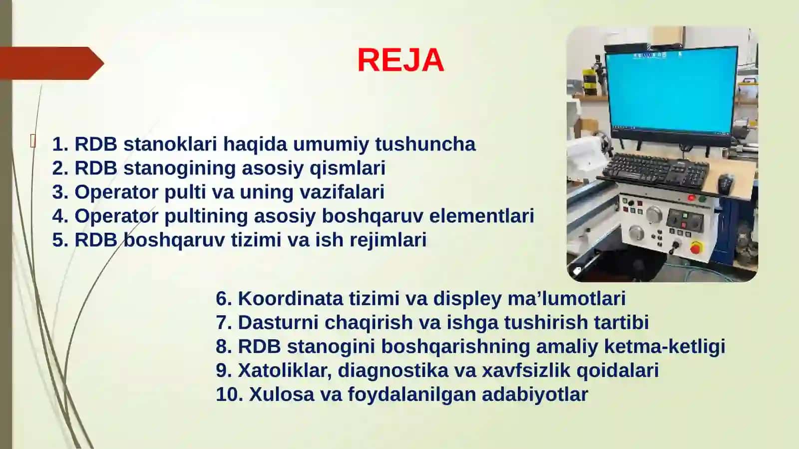 RDB STANOK OPERATORI PULTI ISHINI O‘RGANISH 2
