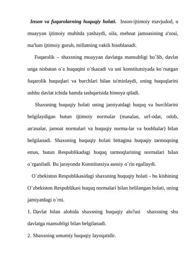 Inson Huquqlari va Erkinliklari 2