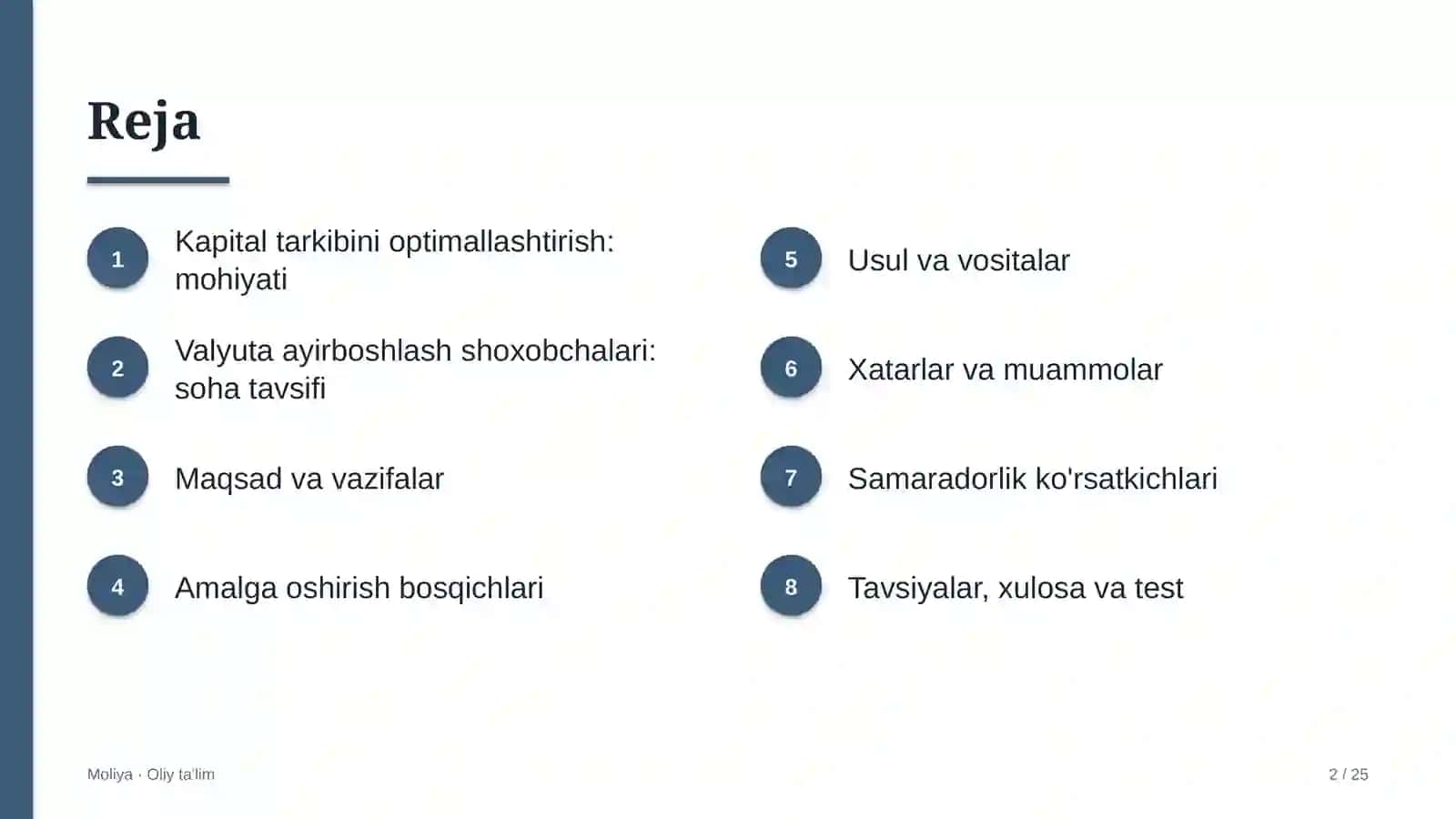 valyuta ayirboshlash shoxobchalarida kapital tarkibini optimallashtirish 2541 2