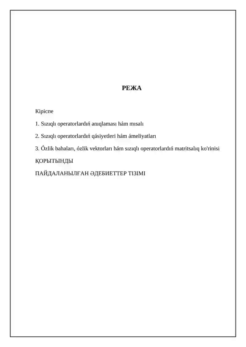 Sızıqlı operatorlar 2