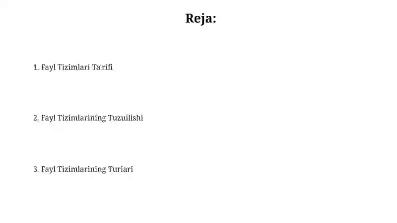 Fayl tizimlari va ularning tuzilishi 2