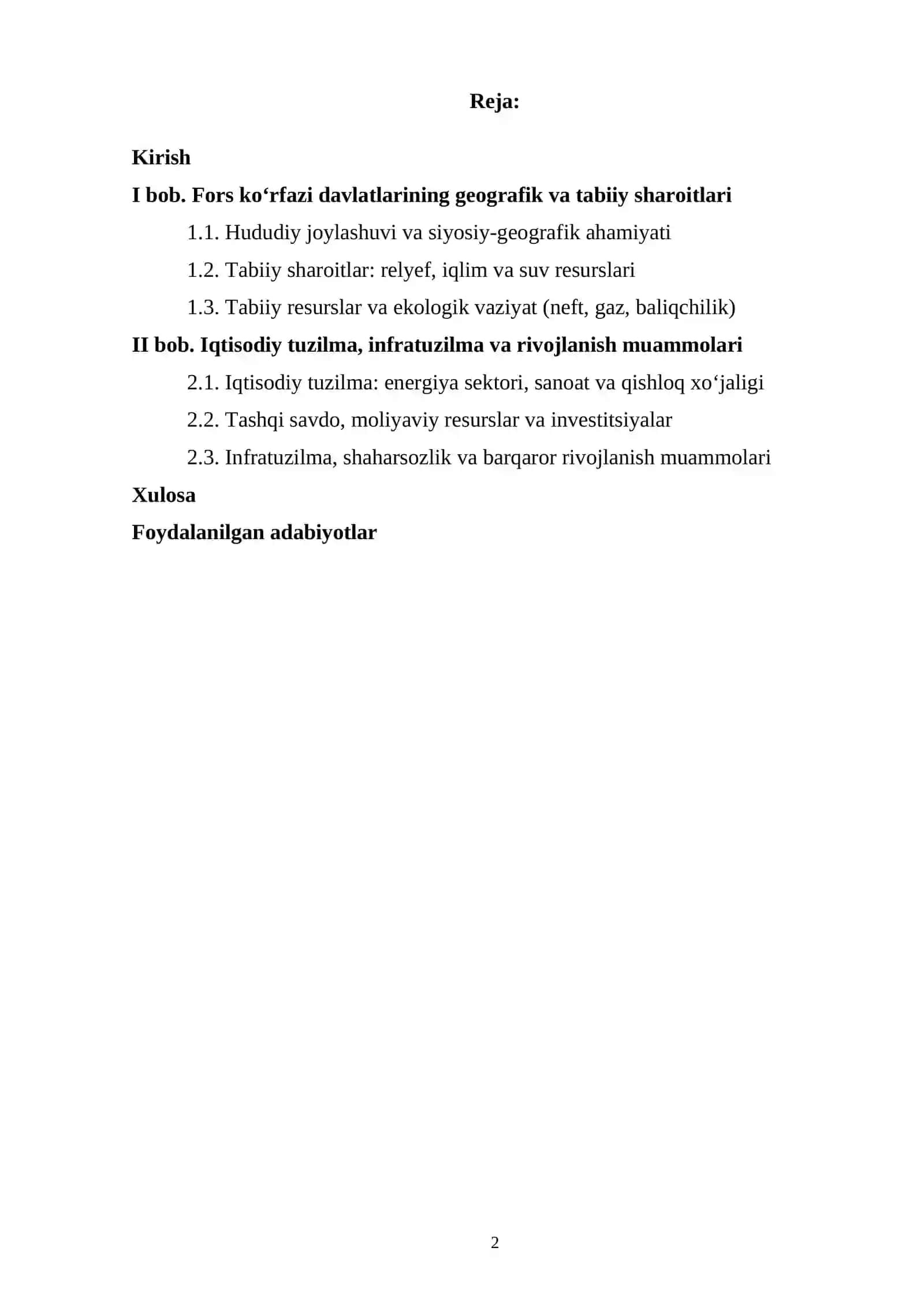 Fors koʻrfazi davlatlariga iqtisodiy-geografik tavsif 2