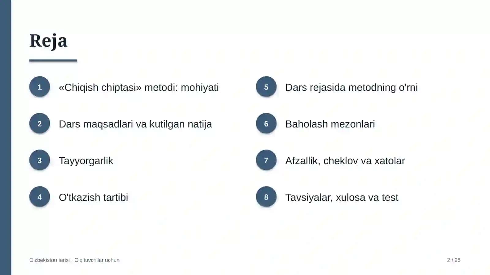 o'zbekiston tarixi darslarida chiqish chiptasi metodidan foydalanish 3369 2
