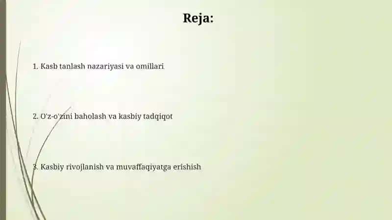 Kasb Tanlash va Yo'naltirish 2