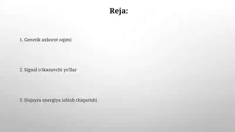 Hujayra moddalari, energiya va malumotlar oqimi 2