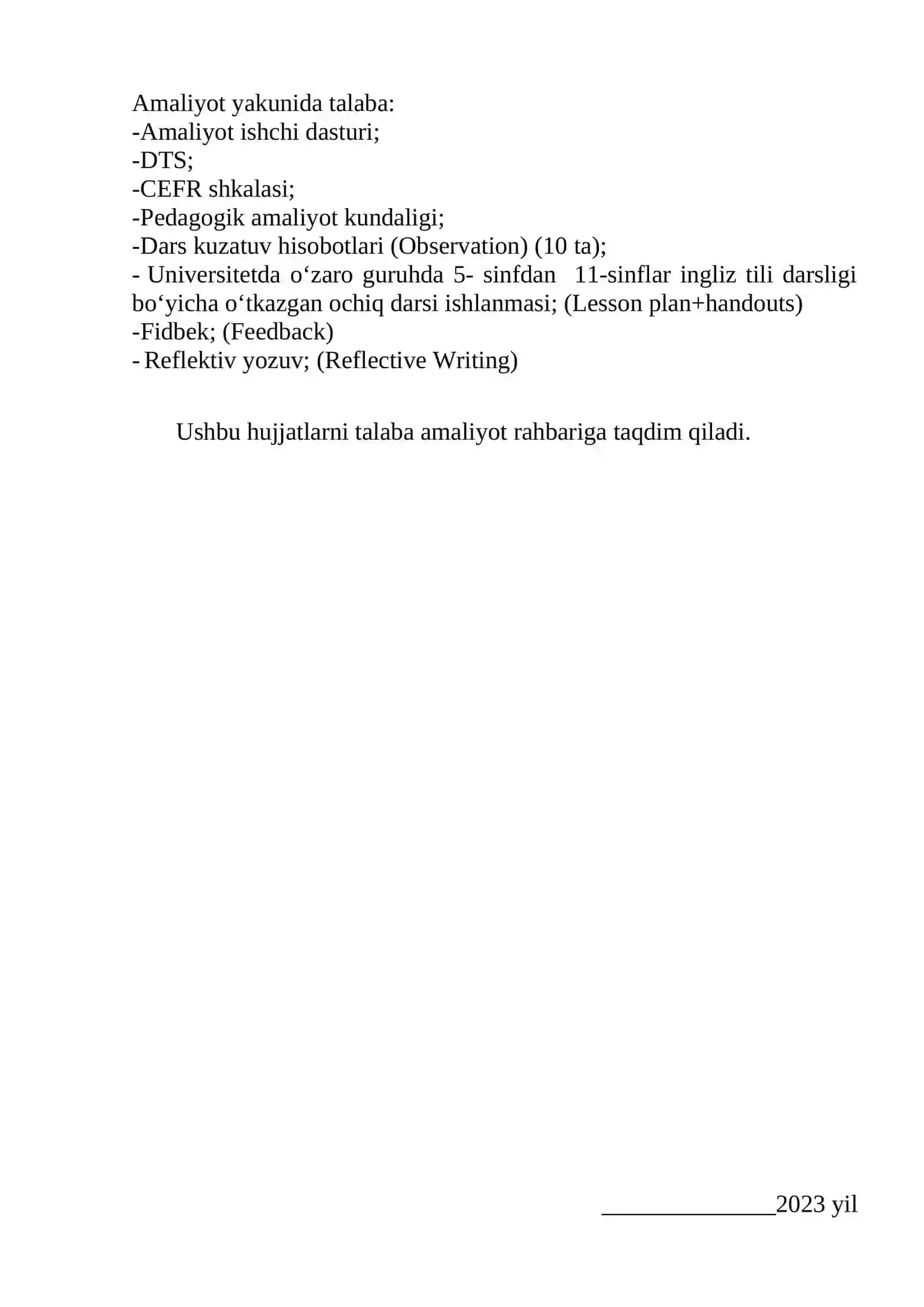 PEDAGOGIK AMALIYOT KUNDALIGI 2