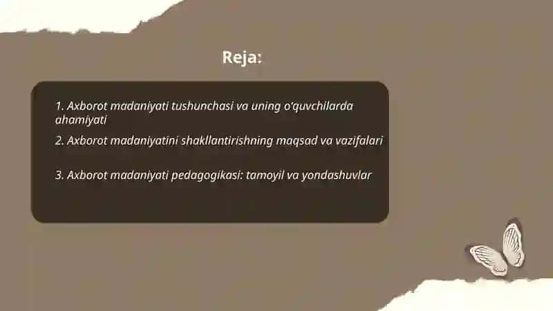 Axborot madaniyatini shakllantirish texnologiyasi 2