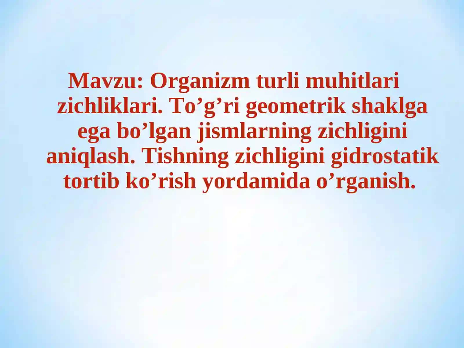 Organizm turli muhitlari zichliklari 2