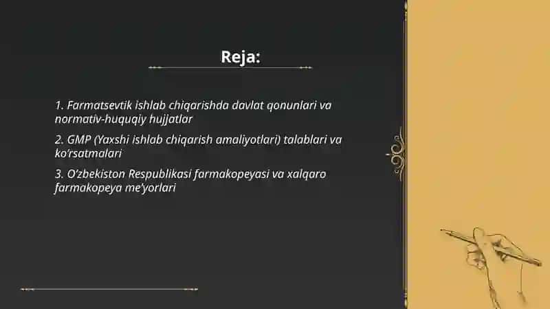 Dori vositalarini ishlab chiqarishda qo‘llaniladigan me’yoriy hujjatlar 2
