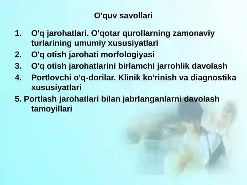 Zamonaviy o'q-dorilarning halokatli ta'sirining xususiyatlari. O'q otish jarohati patogenezi 2