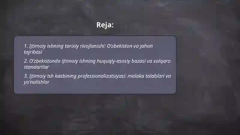 Oʻzbekistonda jahonda ijtimoiy ish oʻrini va roʻli 2