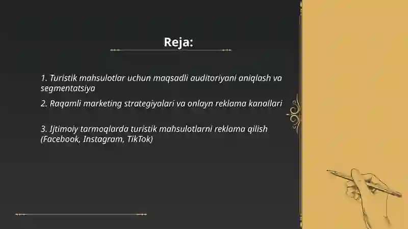 Turistik mahsulotlarni reklama qilish 2