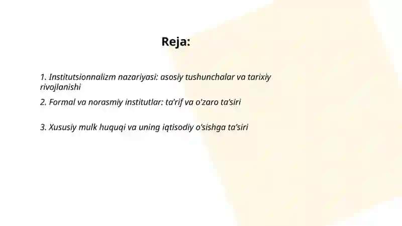 Institutsionnalizm: Iqtisodiyotdagi institutlar va ularning evalyutsiyasi 2