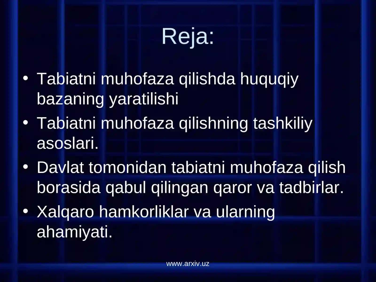Tabiatni muhofaza qilishda huquqiy bazaning yaratilishi 2
