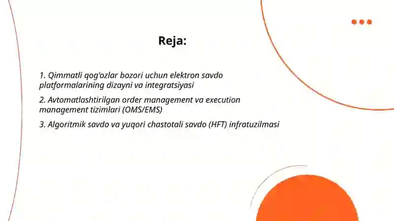 Qimmatli qog'ozlar bozorida avtomatlashtirilgan axborot texnologiyalari va tizimlari 2