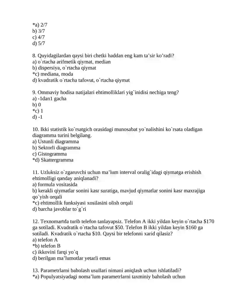 Statistika misollari 2