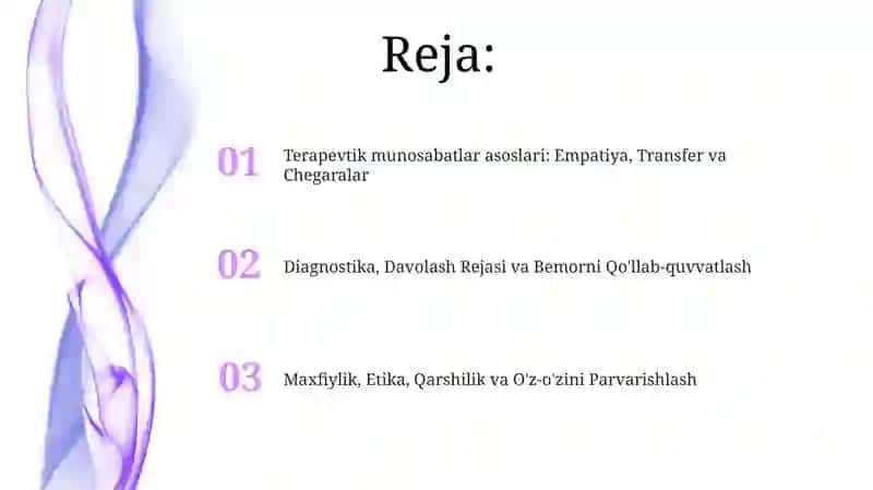 Terapevtik Munosabatlar Psixologiyasi 2