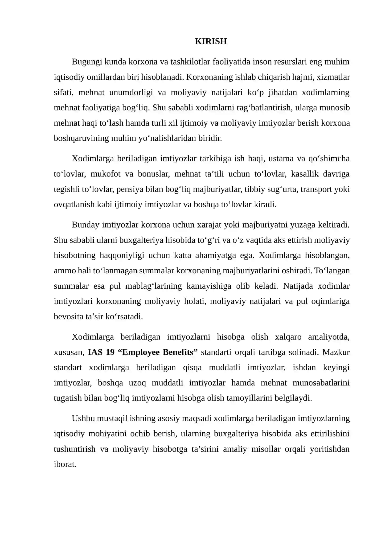 Xodimlarga beriladigan imtiyozlarning moliyaviy hisobotda aks ettirilishini tahlil qilish 2