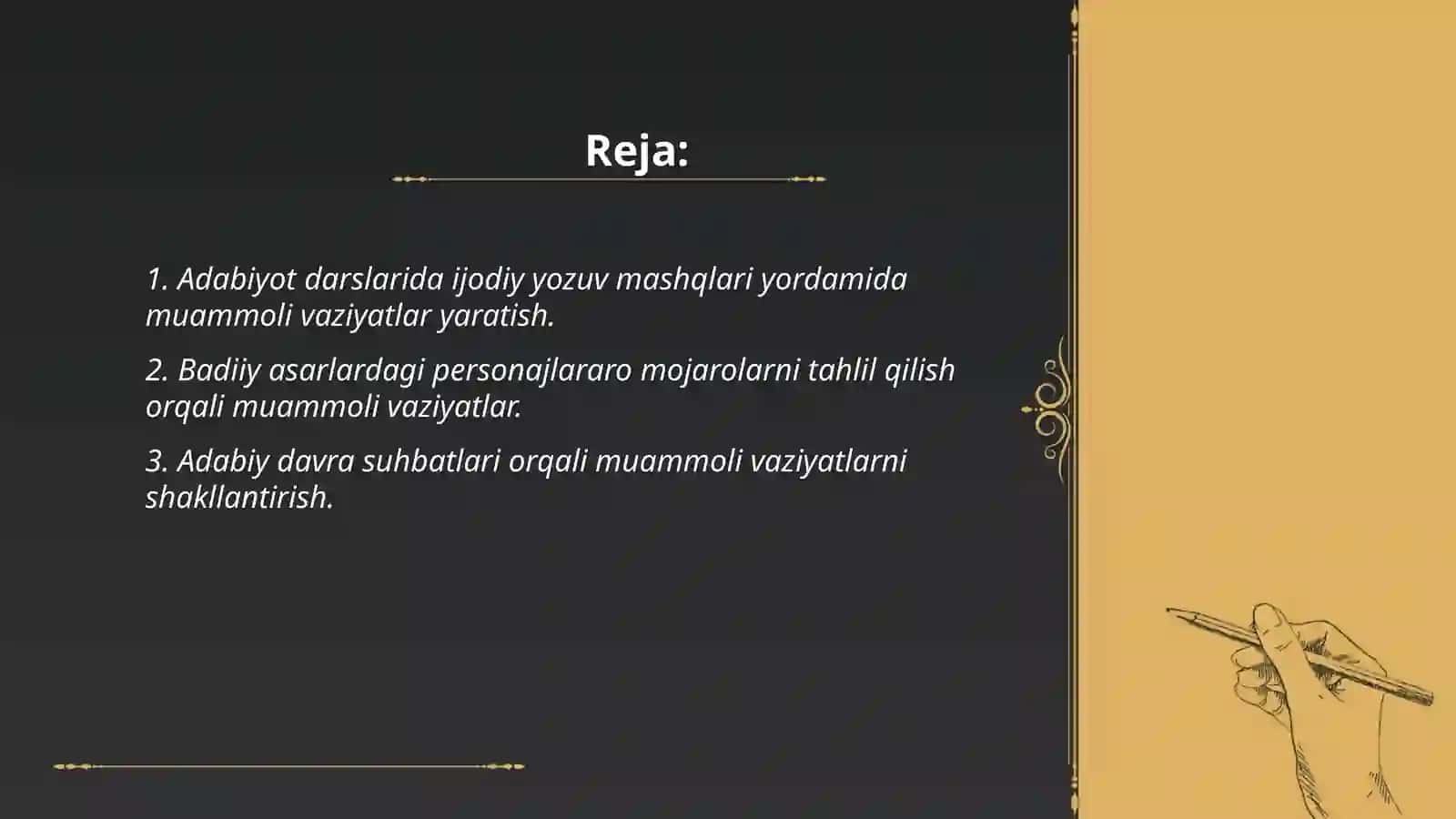 Adabiyot darslarida muammoli vaziyatlar yaratish metodikasi 2