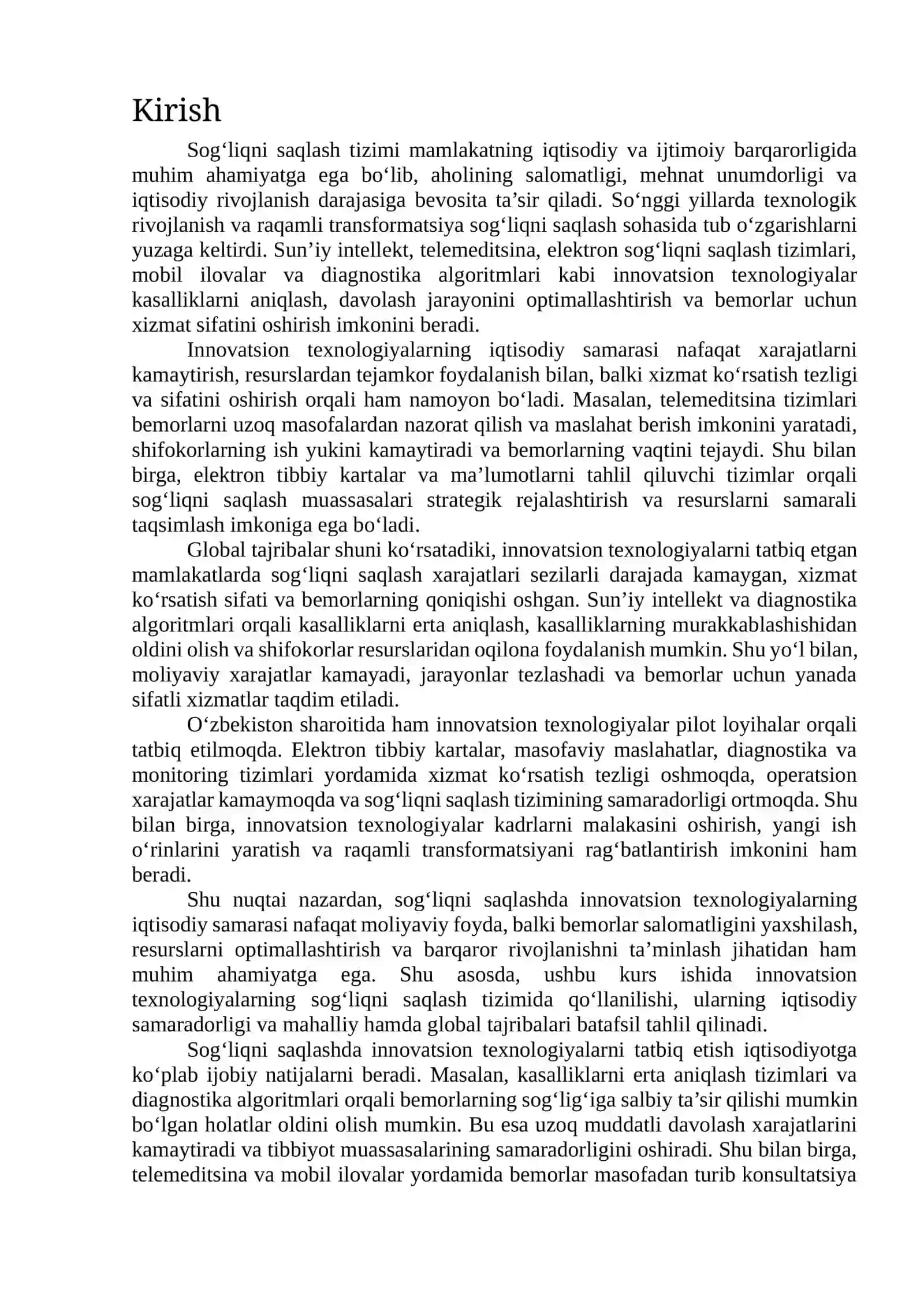 Sog'liqni saglashda innovatsion texnologiyalarning iqtisodiy samarasi 2