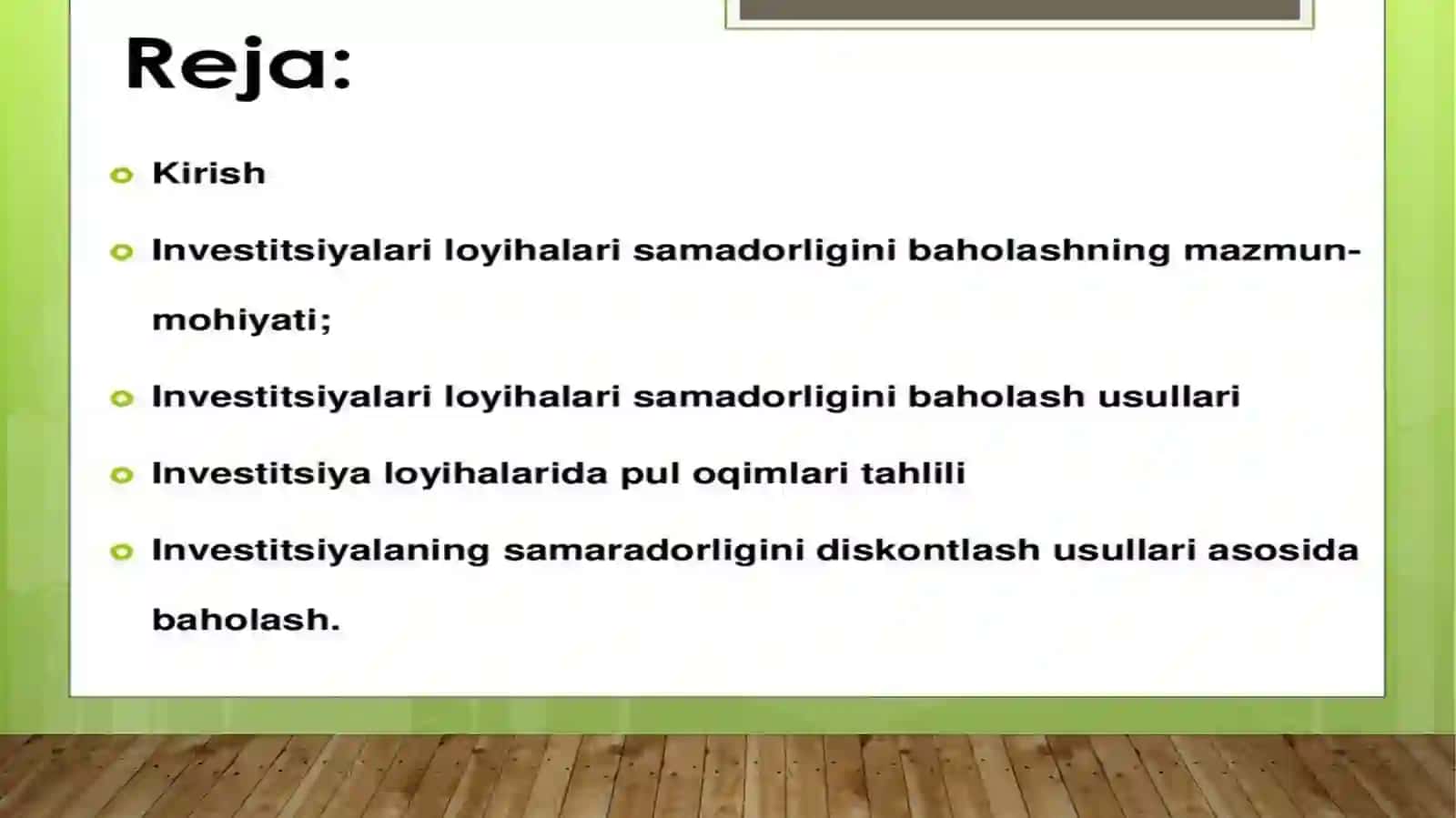 Investitsiyalarningiqtisodiysamaradorliginibaholash 2