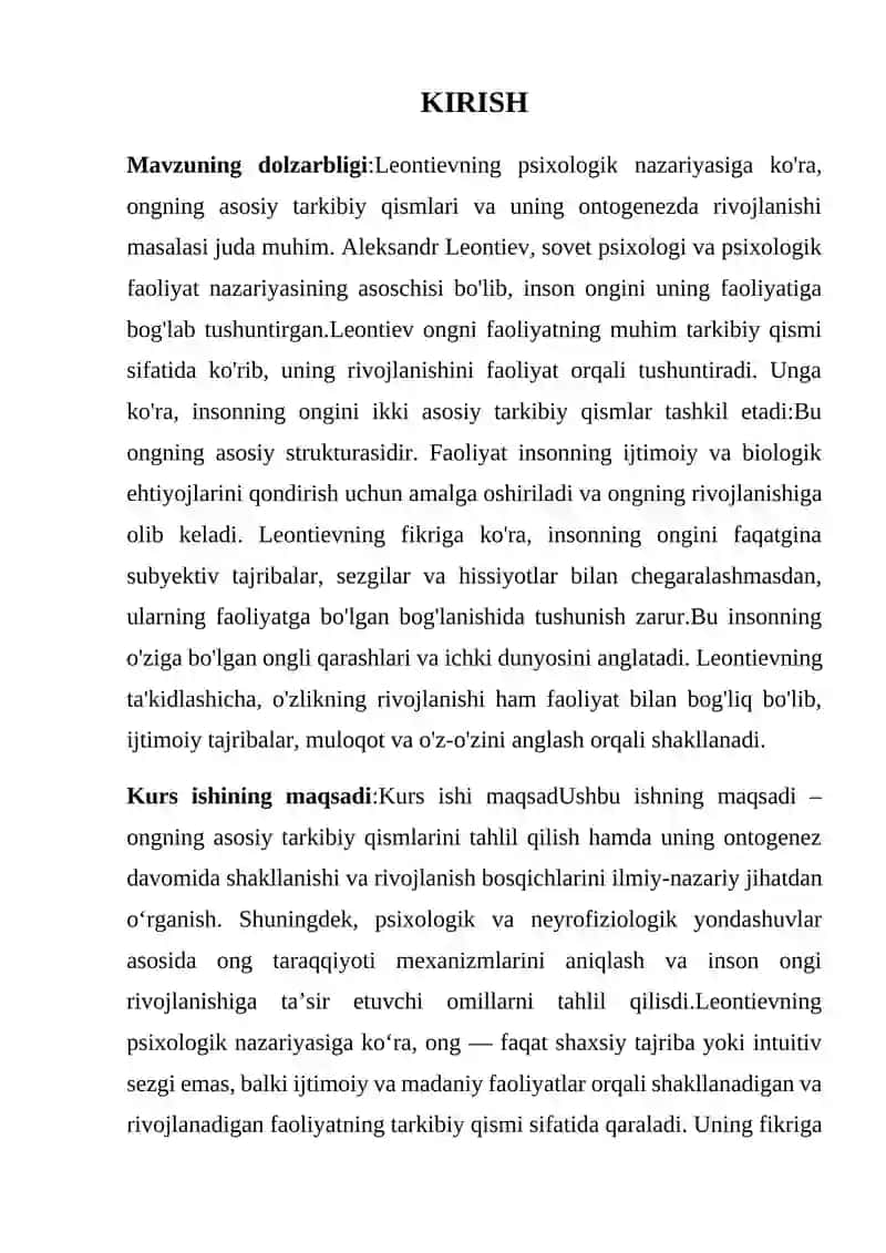 Ongning asosiy tarkibiy qisimlari va uning ontogenezda rivojlanishi 2