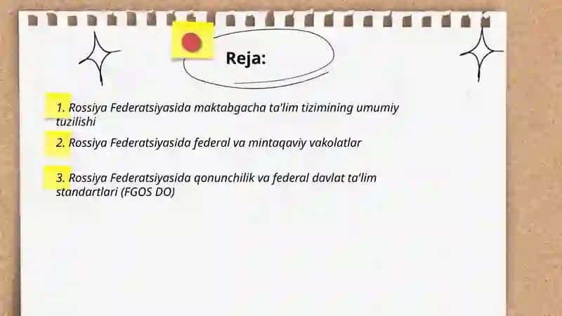 Rossiya Federatsiyasida Maktabgacha Ta'lim Tizimi 2