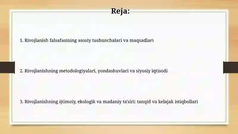 Rivojlanish falsafasi 2