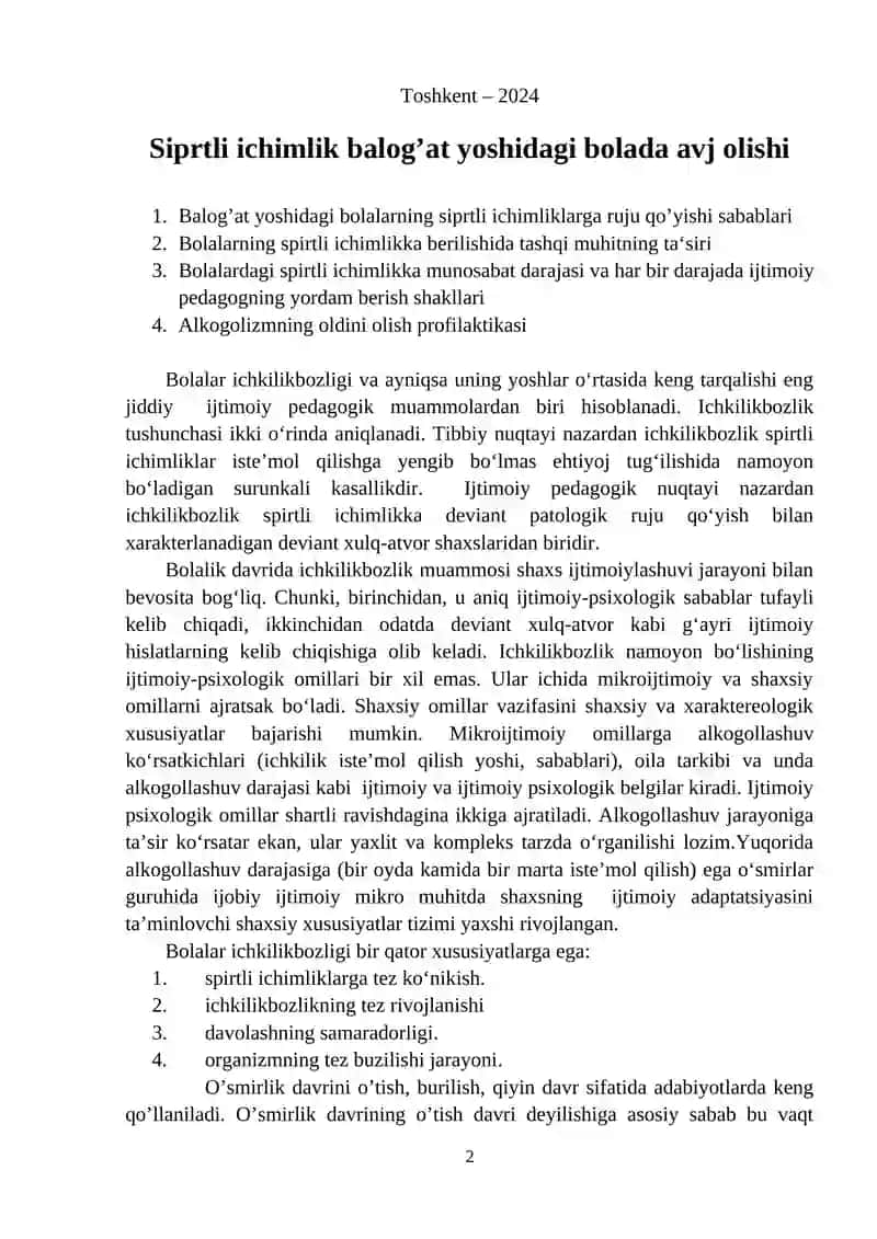 SPIRTLI ICHIMLIK BALOG’AT YOSHIDAGI BOLADA AVJ OLISHI 2