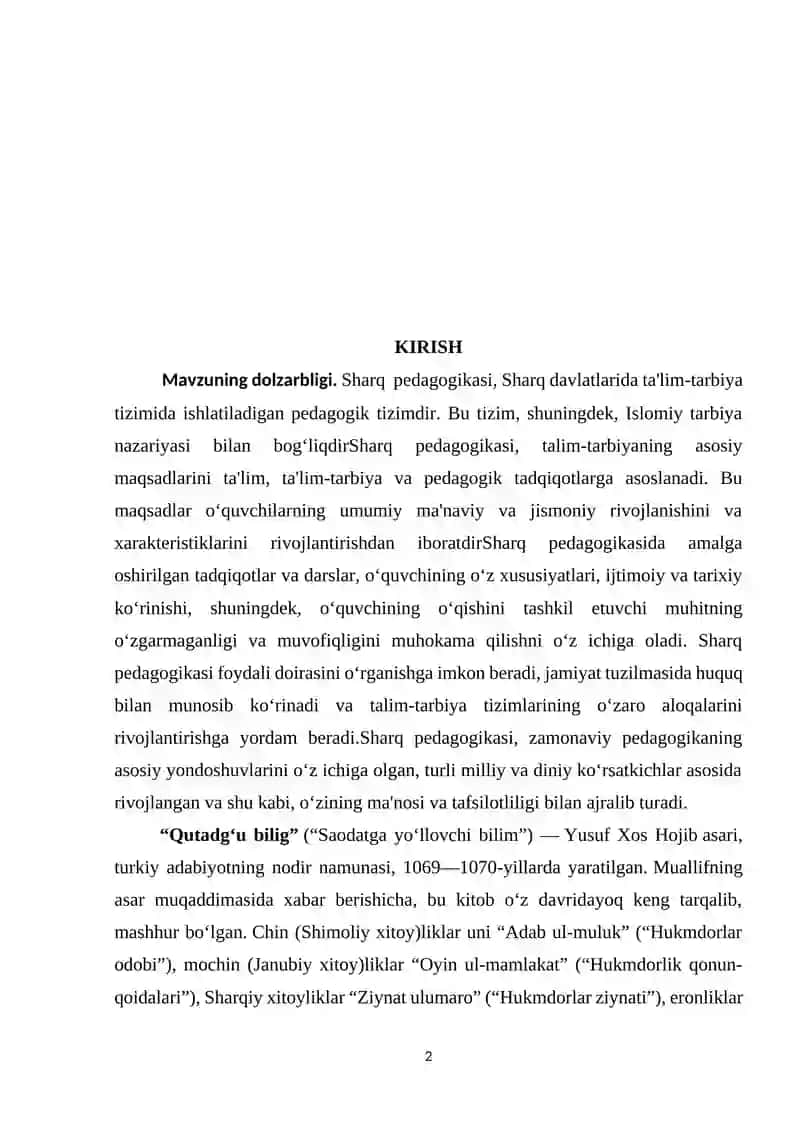 Yusuf Xos Hojibning “QUTADG‘U BILIG” asari yuzasidan amalga oshirilgan tadqiqotlar 2