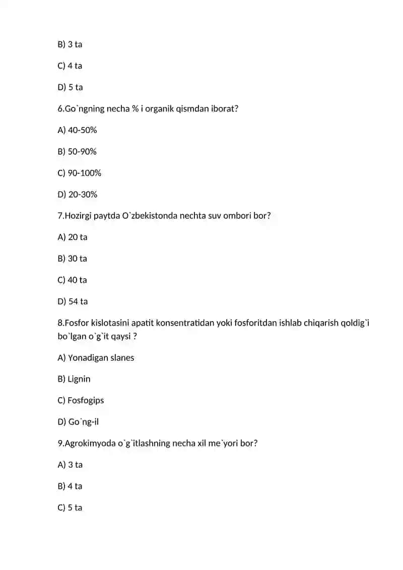 Noan`anaviy o`g`itlar test 2
