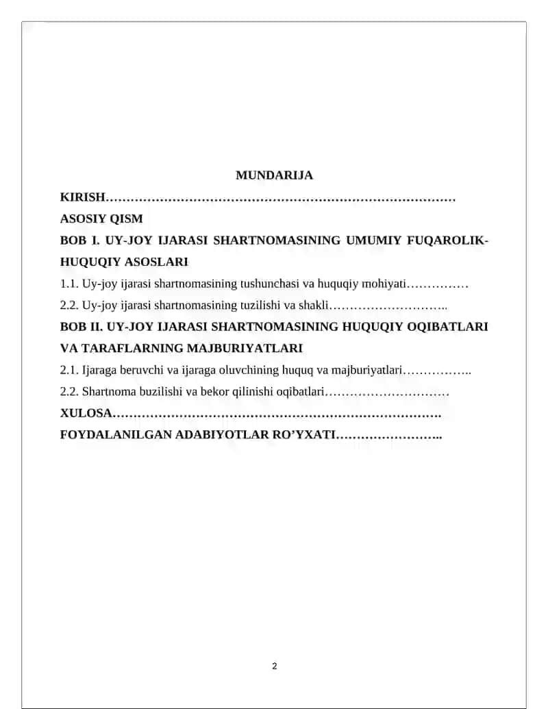 Uy-joy ijarasi shartnomasining fuqarolik-huquqiy xususiyatlari 2
