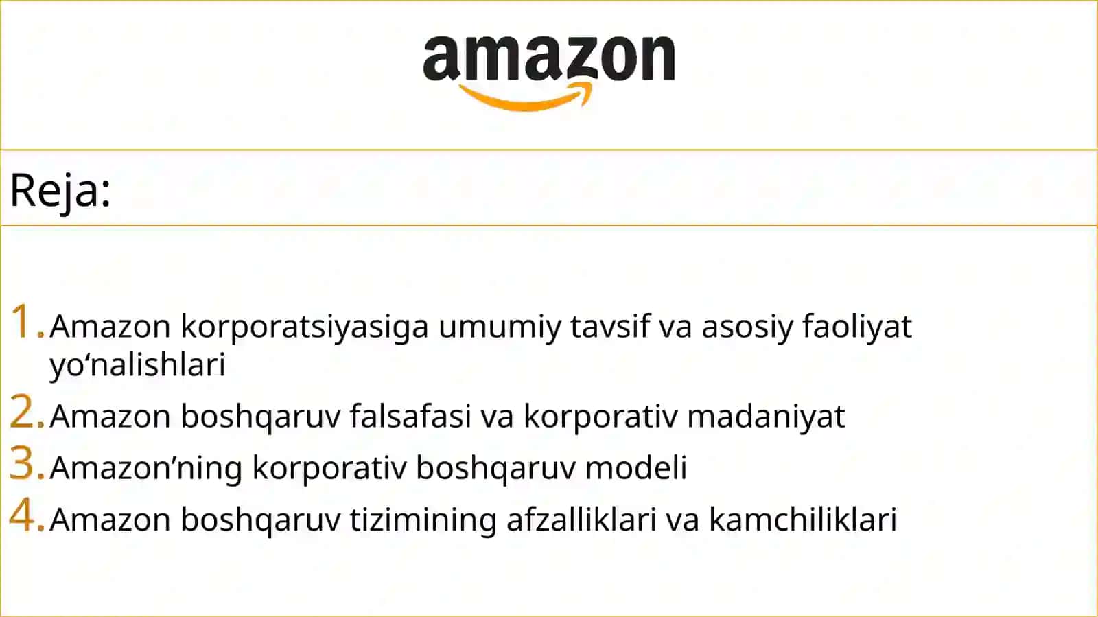Amazon kompaniyasining boshqaruv tizimi 2