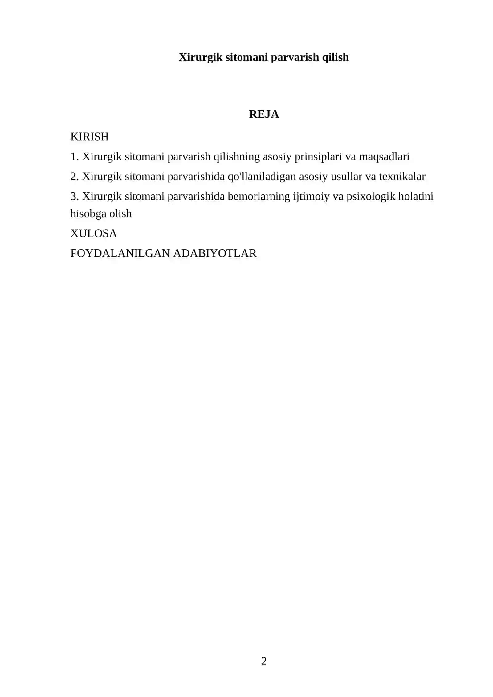 Xirurgik sitomani parvarish qilish 2