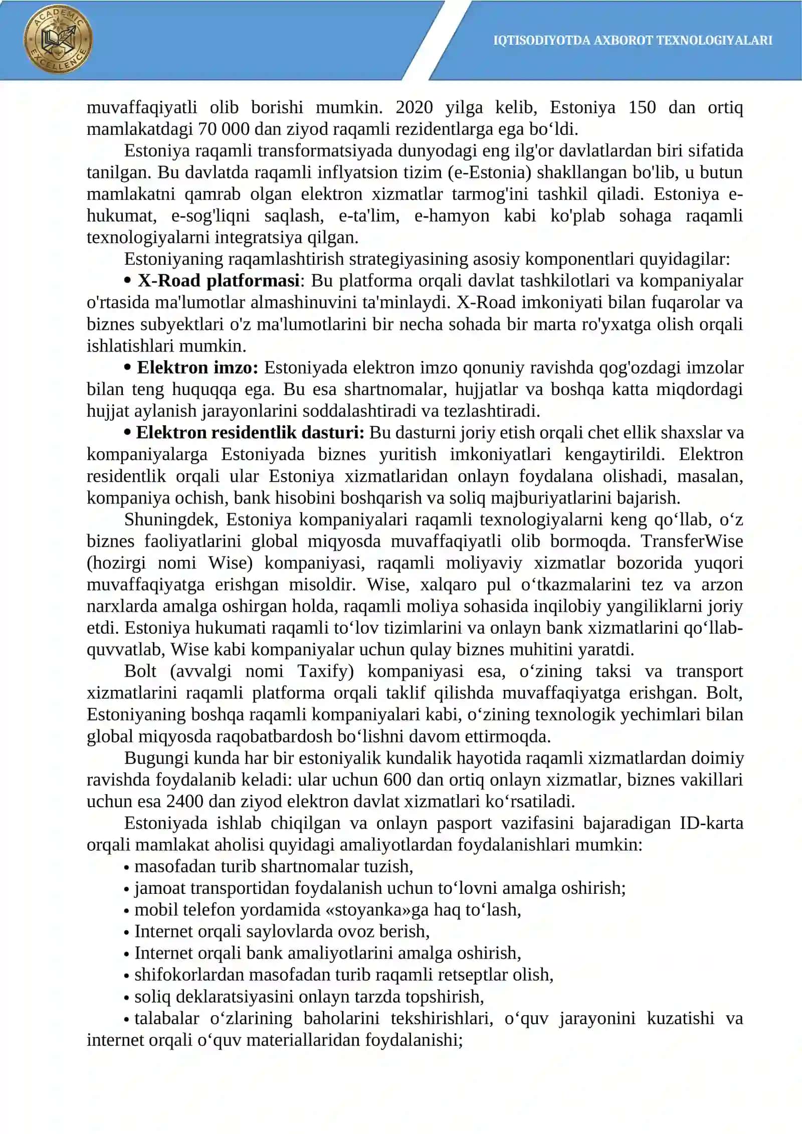 IQTISODIYOTDA AXBOROT TEXNOLOGIYALARI 2