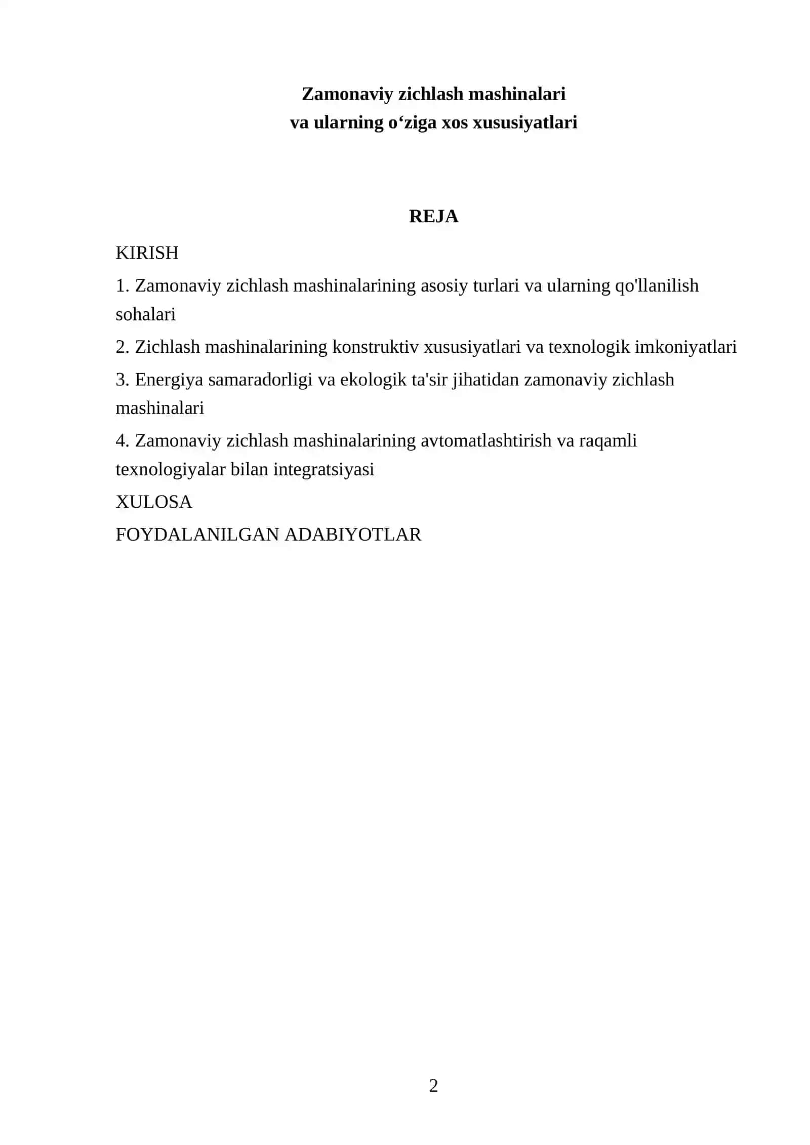 AVTOMOBIL YOʻLLARINI QURISH FANIDAN TAYYORLAGAN REFERATI 2