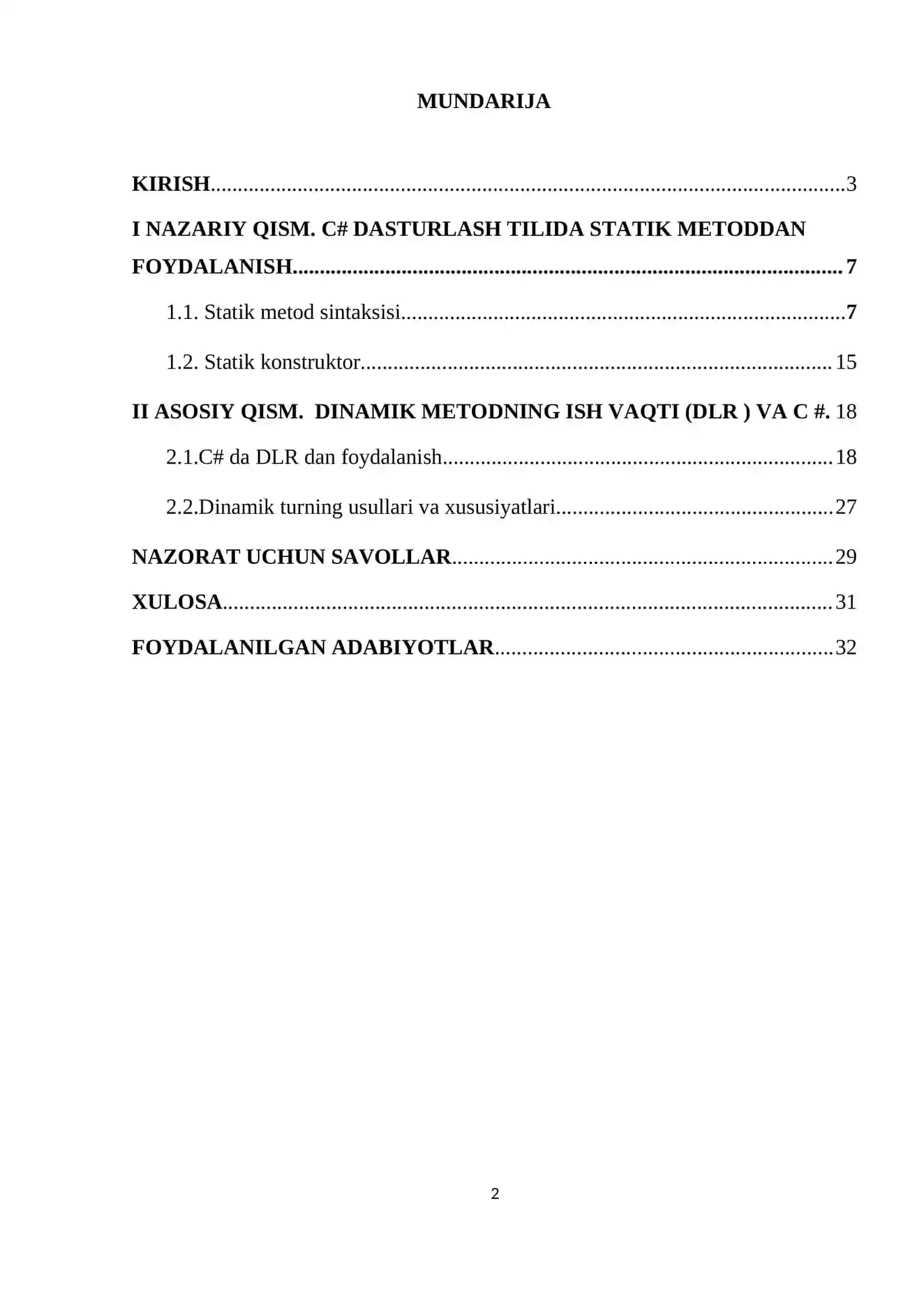 Statik va dinamik metodlar 2