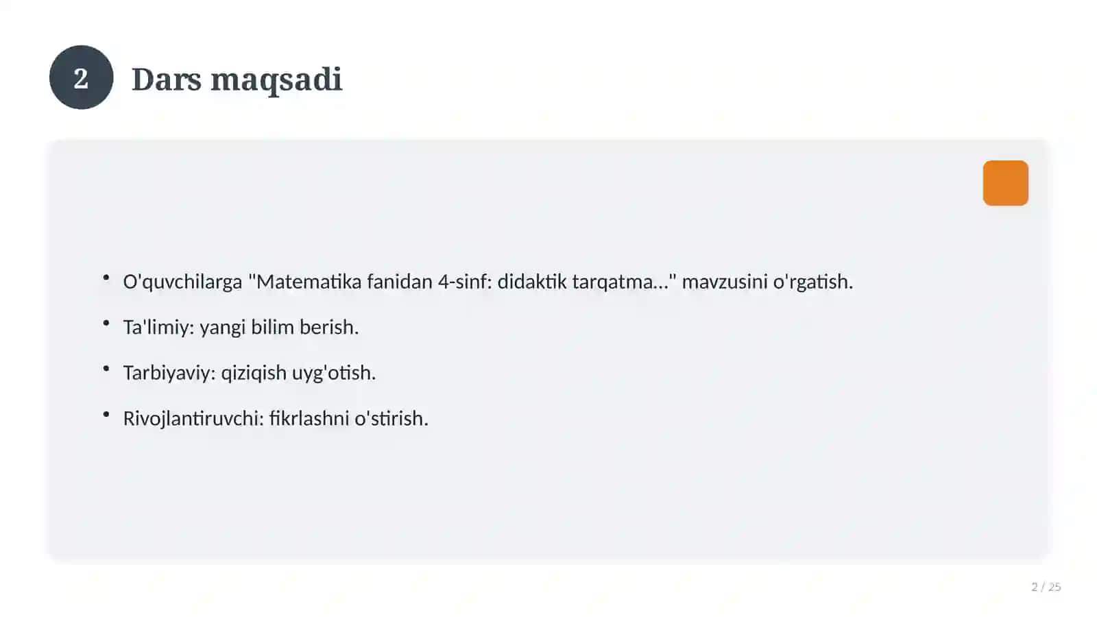 Matematika fanidan 4-sinf: didaktik tarqatma materiallar 2