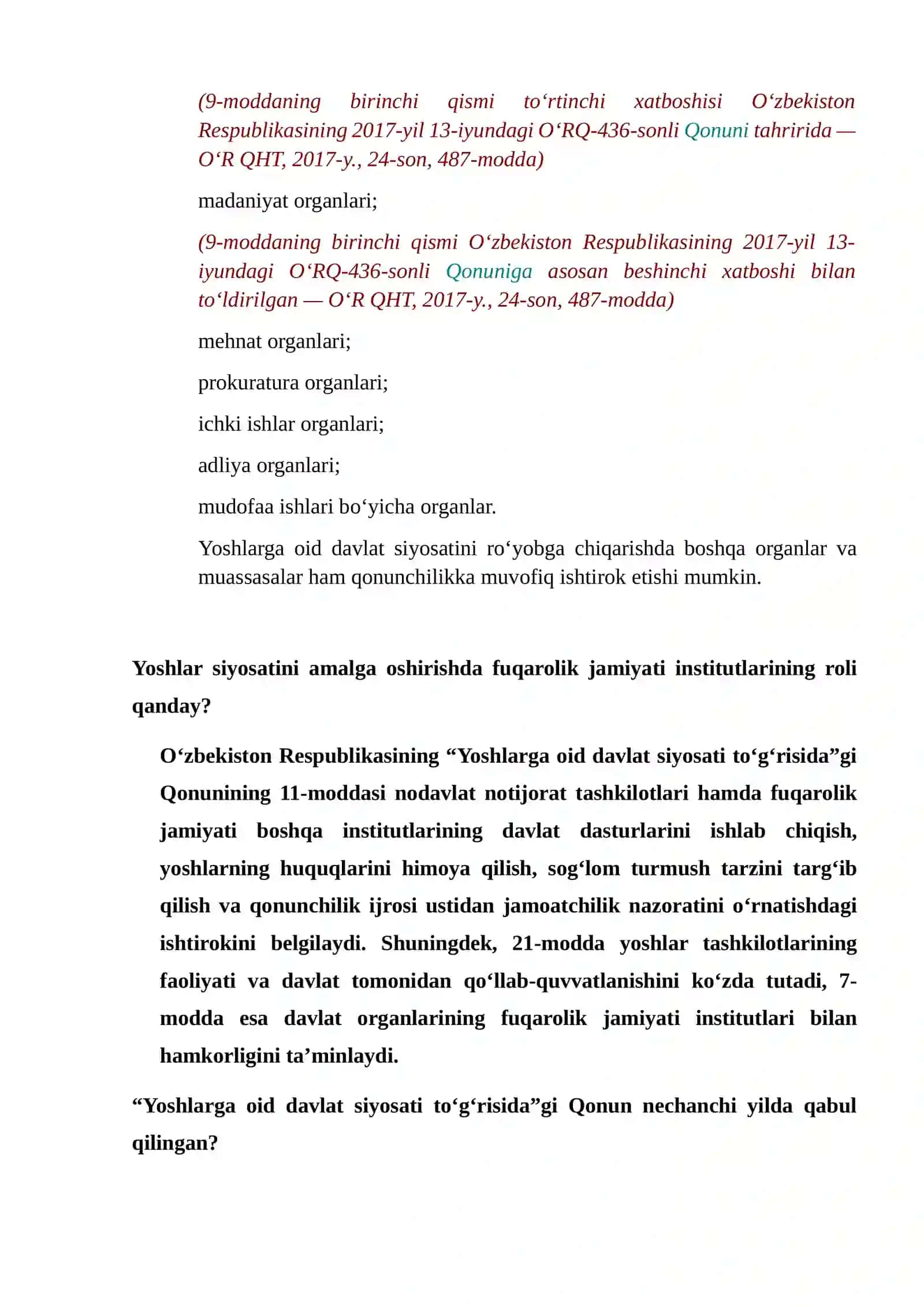 "Yoshlar yetakchisi" suhbat savollari va javoblari 2026 2