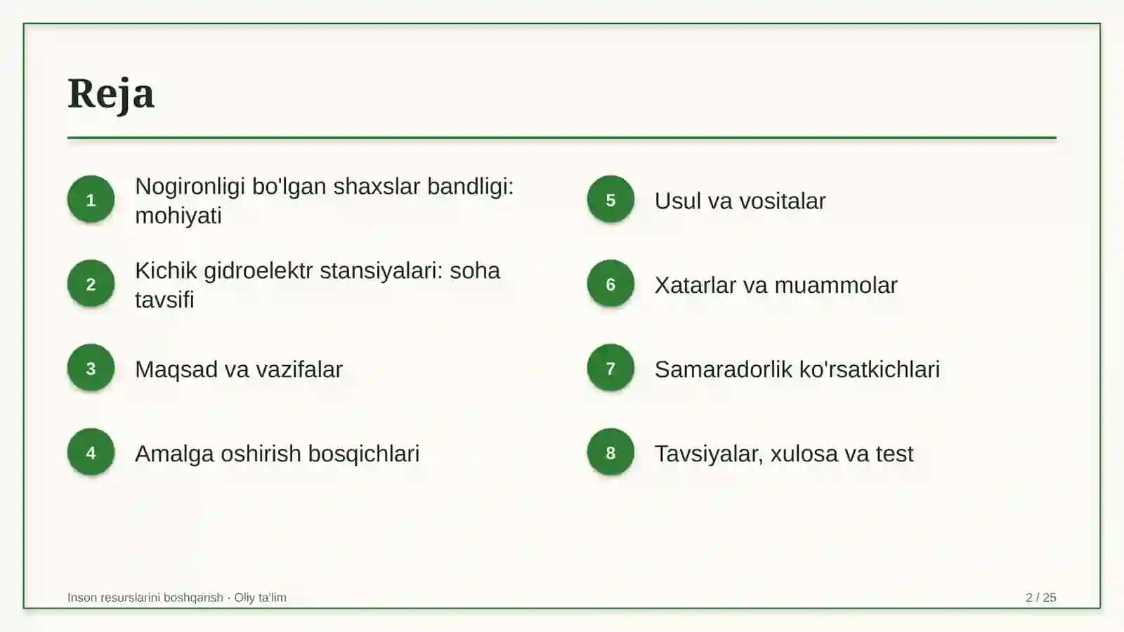 Kichik gidroelektr stansiyalarida nogironligi bo'lgan shaxslarni ish bilan ta'minlash 2