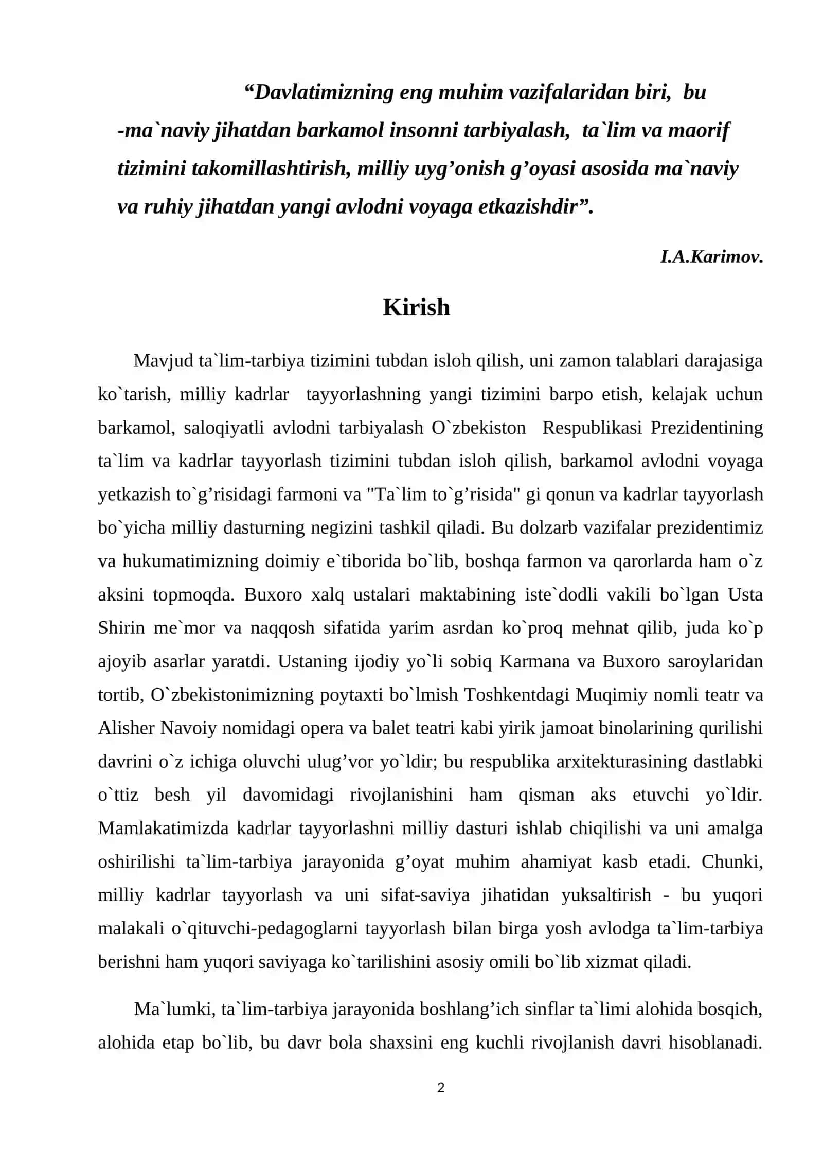 Umumtalim maktablarida o’quvchilarni natyurmort ishlashga o’rgatish metodikasi Bitiruv malakaviy ishi. Kurs ishi 2