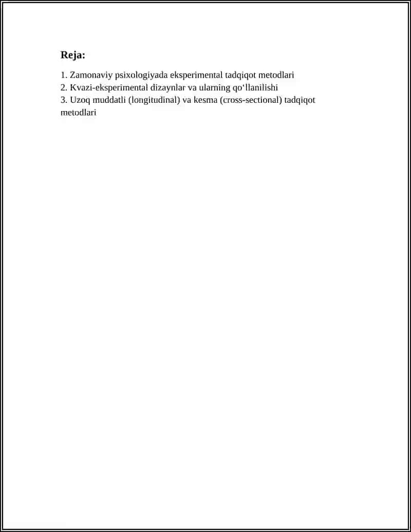 HOZIRGI ZAMON PSIXOLOGIYASINING TADQIQOT METODLARI 2