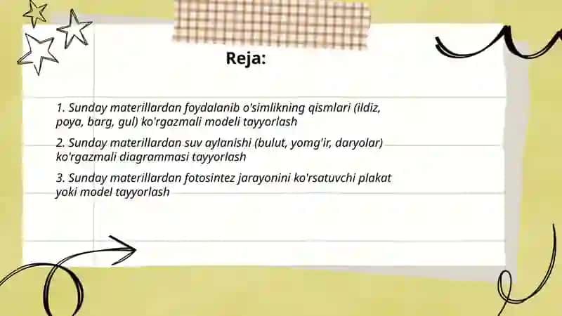 Tabiatshunoslik fanidan mavzular bo'yicha Sunday materillardan ko'rgazmali qurollar tayyorlash 2