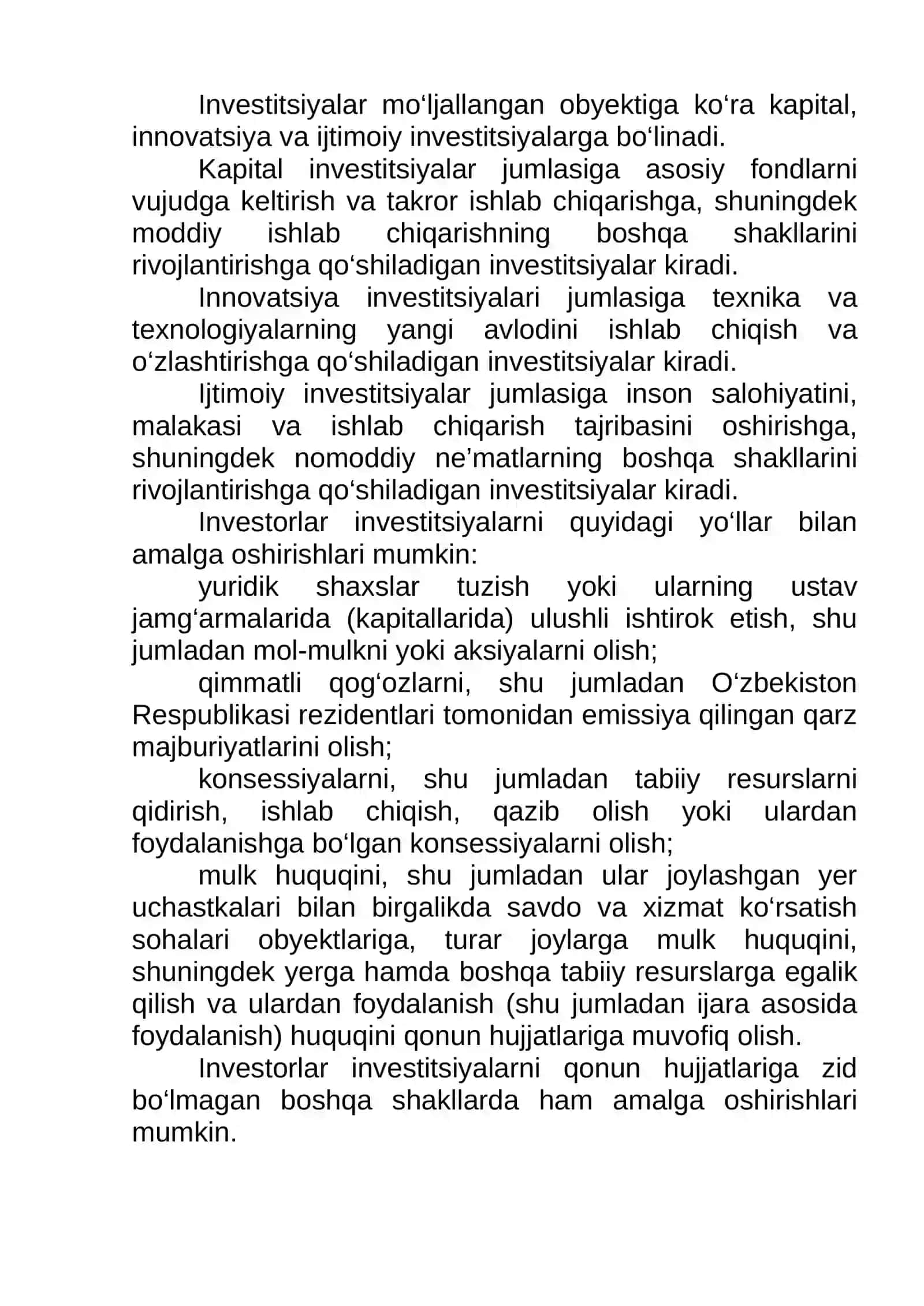 Investitsiya faoliyati qonuni 2