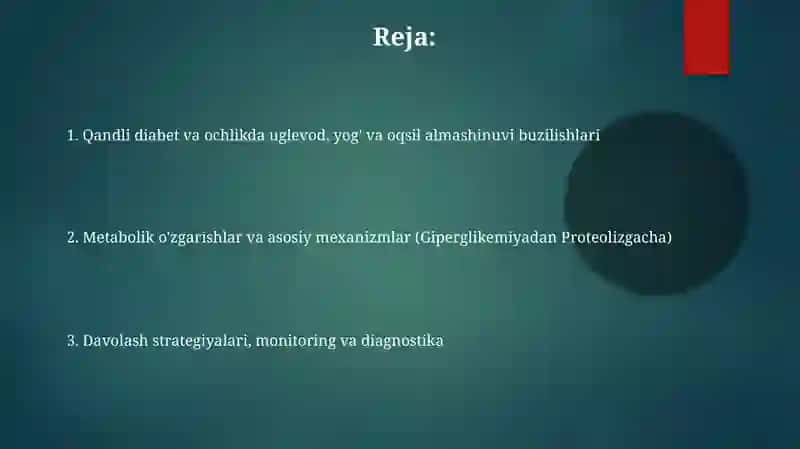Qandli diabet va ochlikda uglevod, yog' va oqsil almashinuvi buzilishlari 2