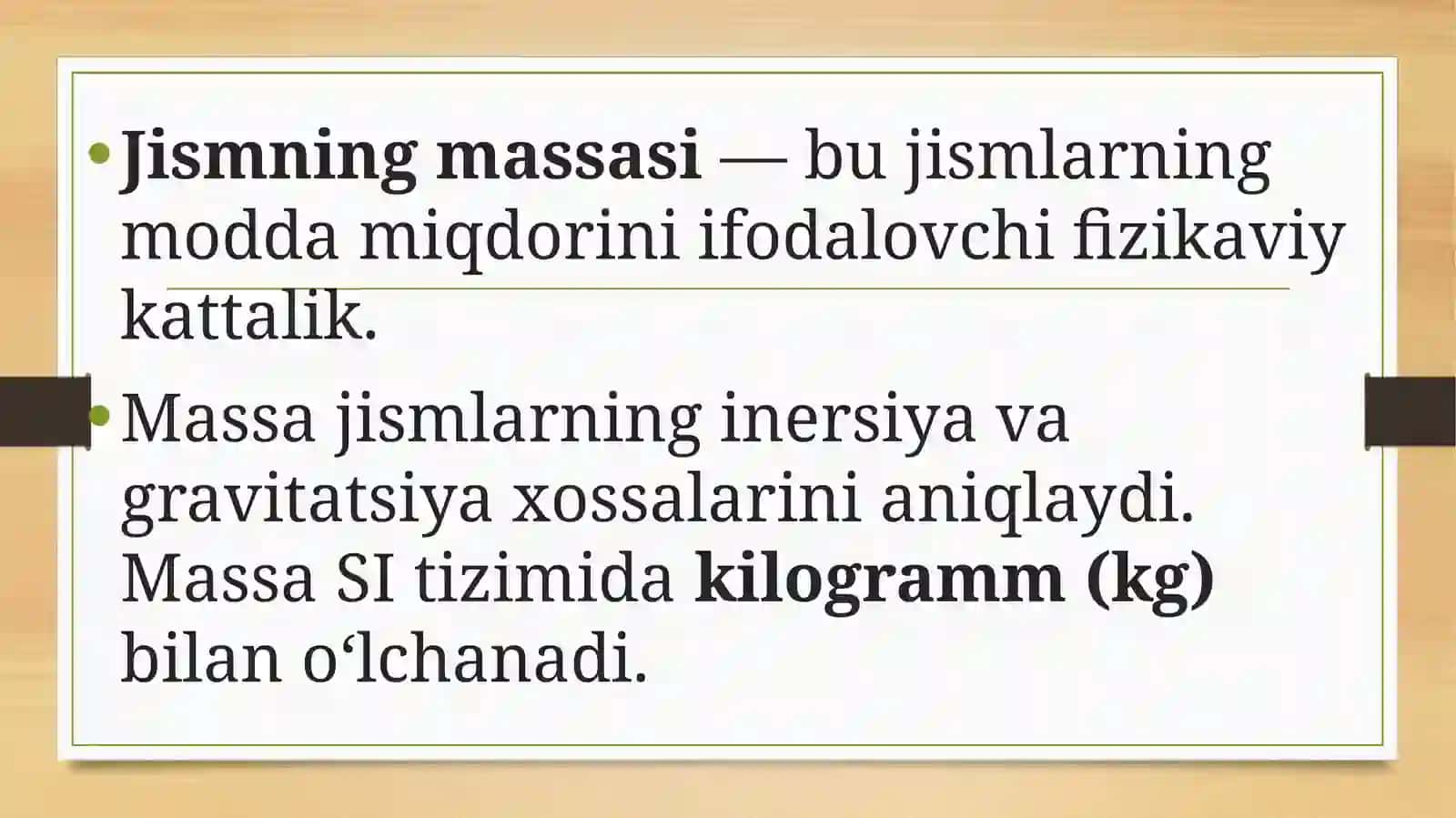 Jismning massasini o‘lchash 2
