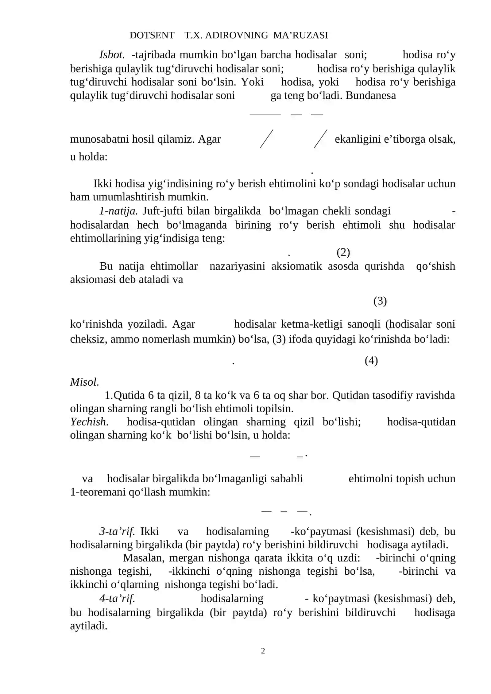 DOTSENT T.X. ADIROVNING MA’RUZASI 2