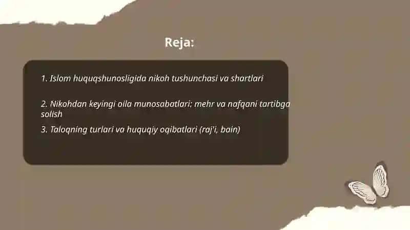 Islom huquqshunosligida oila nikoh taloq idda zihor tushunchalari 2