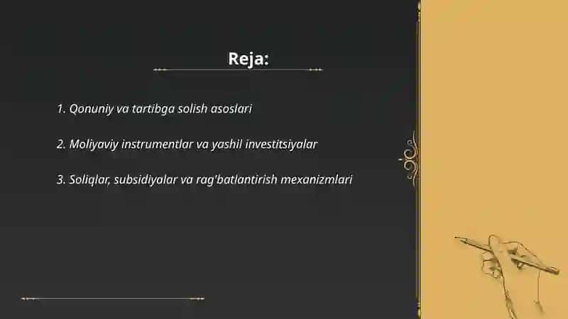 Yashil iqtisodiyotni rivojlantirish uchun mavjud shart-sharoitlar 2